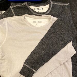 Reclaim Gray and White Long Sleeve Shirts